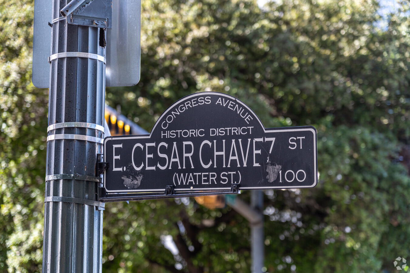 street sign of East Cesare Chavez, Historic District